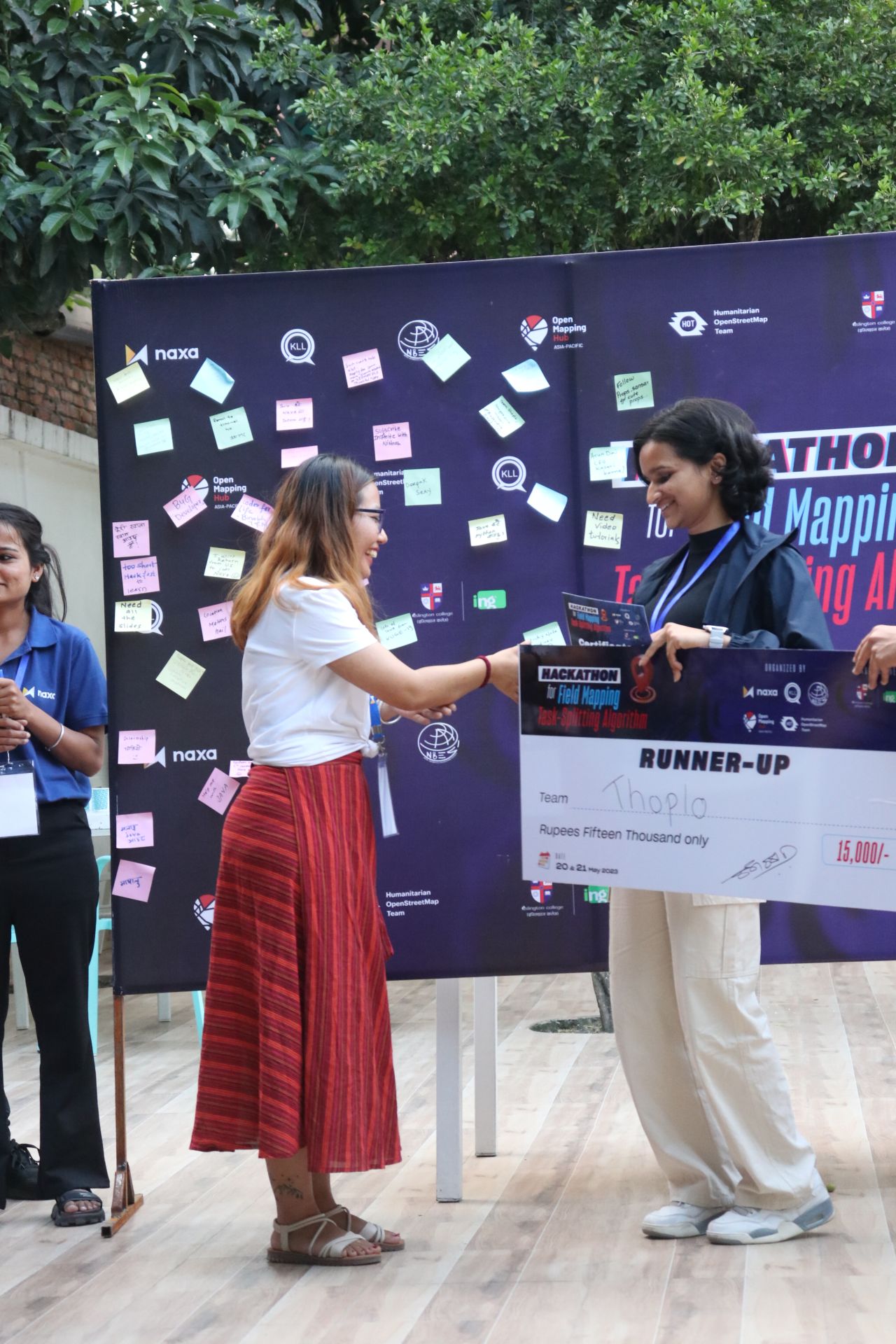 Niruta receiving the runner-up award at her first hackathon